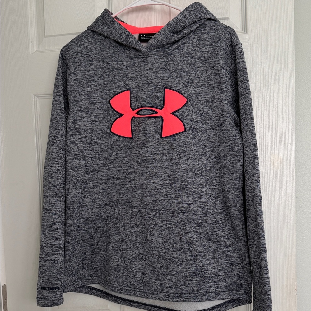 Under Armour Charcoal Hoodie with Neon Pink Logo